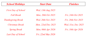 Oldham County Schools Holiday Calendar 2025-2026