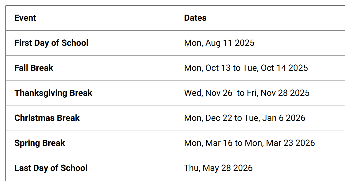 Duval County Public Schools Holidays 2025-2026