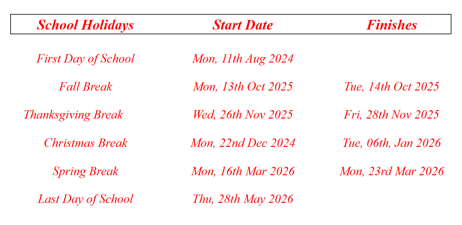 Duval County School Holiday Calendar 2025-2026