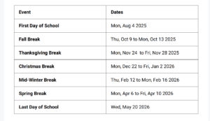 Gwinnett County School Holidays 2025-2026