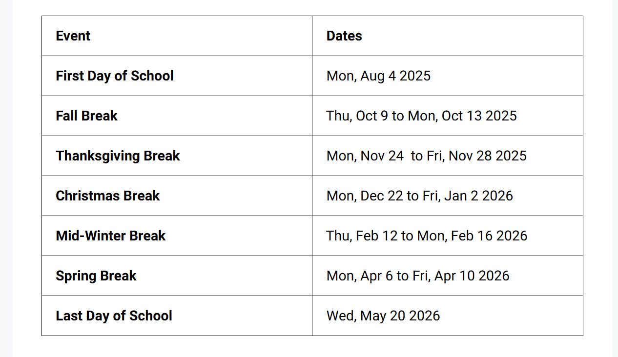 Gwinnett County School Holidays 2025-2026