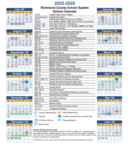 Richmond County School Calendar 2025-2026