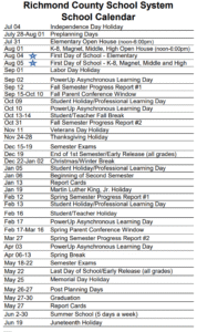 Richmond County School Holidays 2025-2026