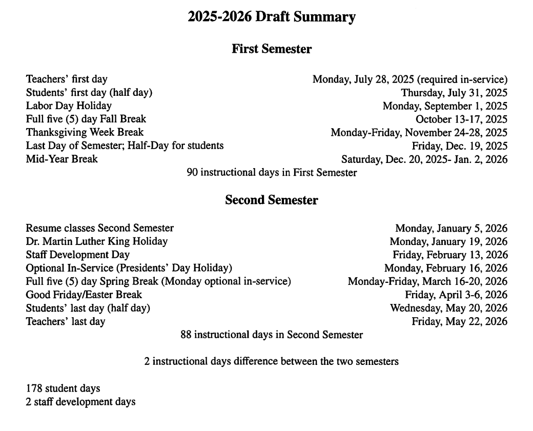 Rowan County School District Break Academic Year 2025-2026