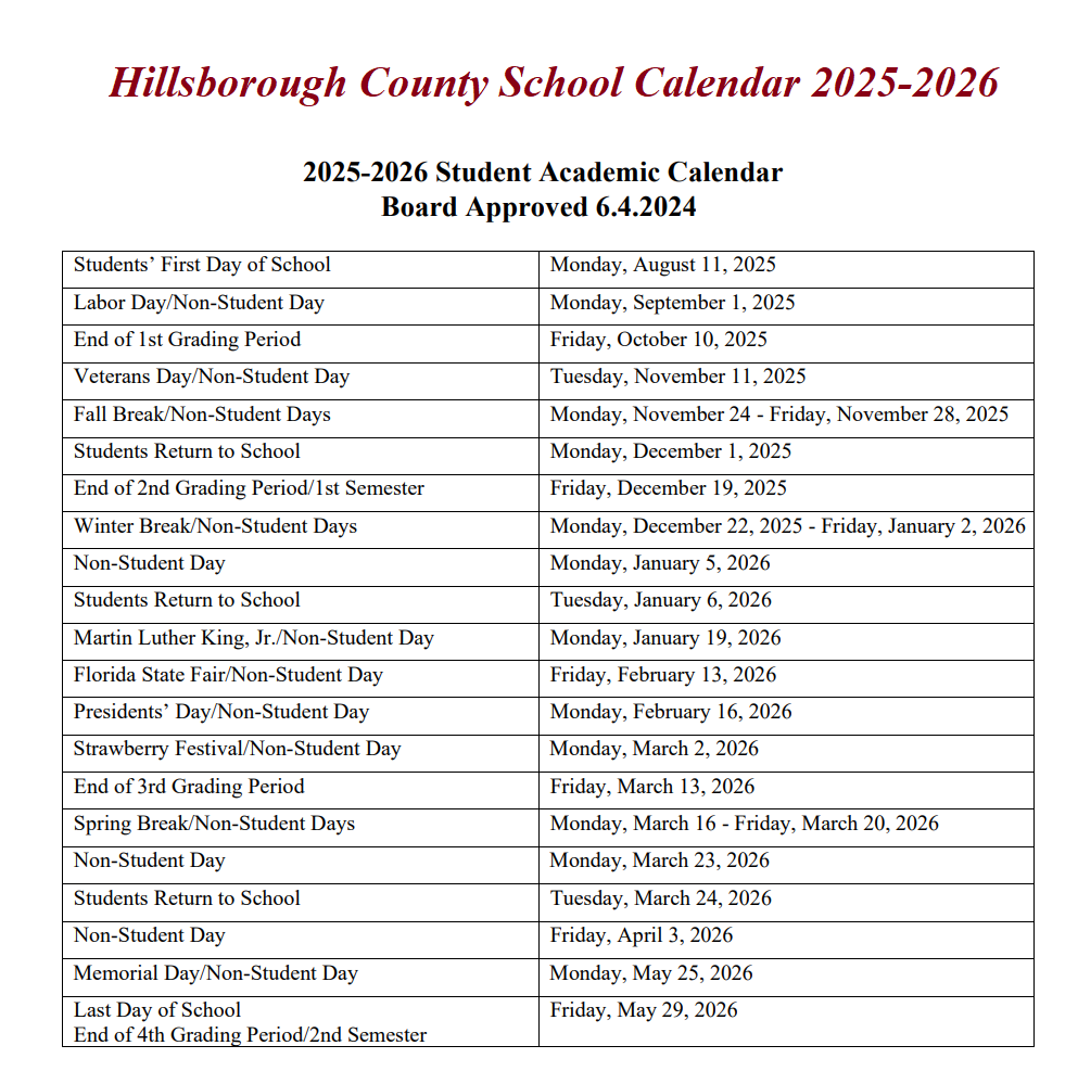 Hillsborough Township Public Schools Holidays 2025-2026