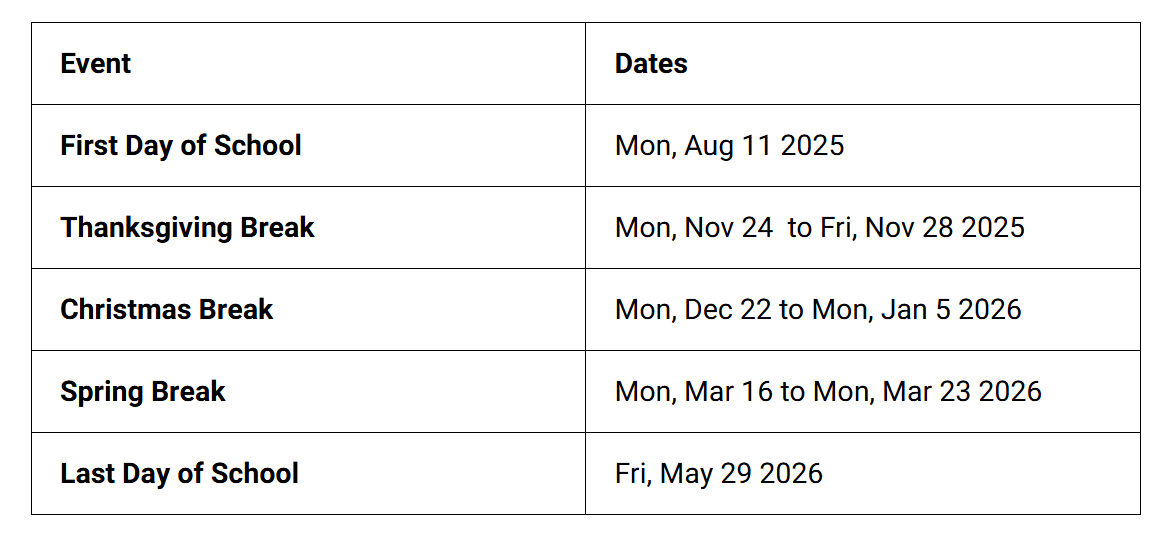 Palm Beach County School Holiday Calendar 2025-2026