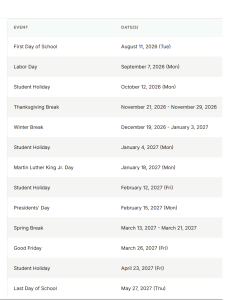 Pinellas County School Holidays 2026-2027