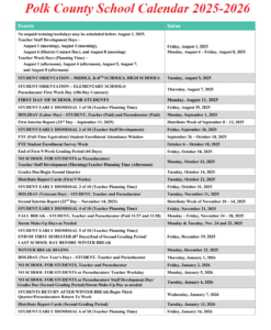 Polk County Schools Break Academic Year 2025-2026