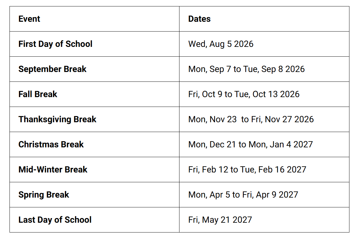 Bryan County School Holidays 2026-2027