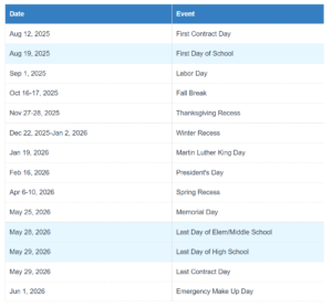 Salt Lake City School District Calendar Holidays 2025-26