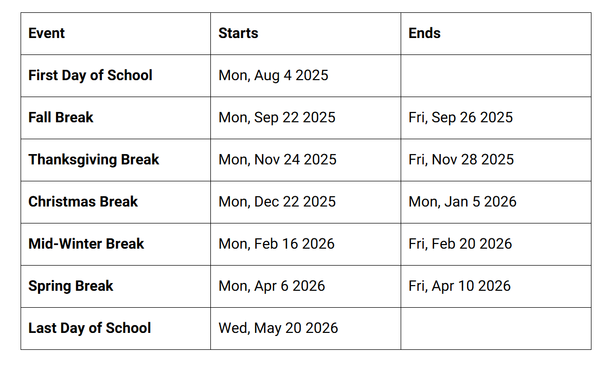 Cobb County School District Proposed Calendar 2025-2026