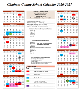 Chatham County School District Holidays 2026-2027 Calendar