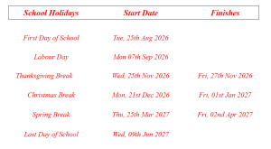 Chatham County School Holidays 2026-2027