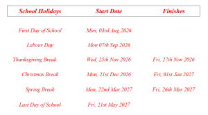 Cocke County School Holidays 2026-2027