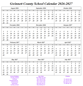 Gwinnett County School Calendar 2026-2027