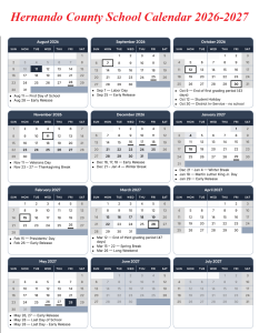 Hernando County School Calendar 2026-2027