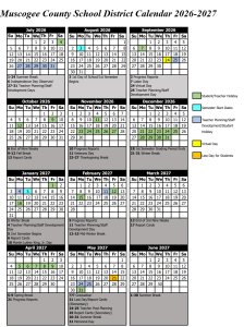 Muscogee County Public School Holidays Calendar 2026-2027