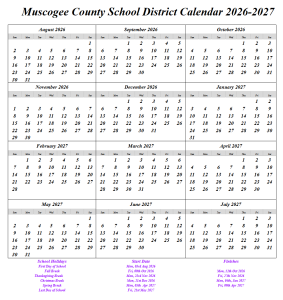Muscogee County School District Calendar 2026-2027