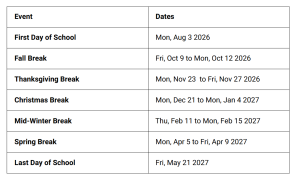 Muscogee County School District Holidays 2026-2027