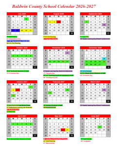 Baldwin County Public School Holiday Calendar 2026-2027