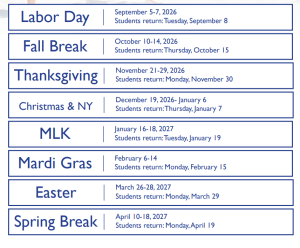 Baldwin County School Holidays 2026-2027