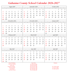Gahanna County School Calendar 2026-2027