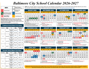 Baltimore City School Calendar 2026-2027