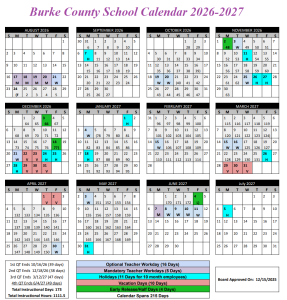 Burke County School Calendar 2026-2027